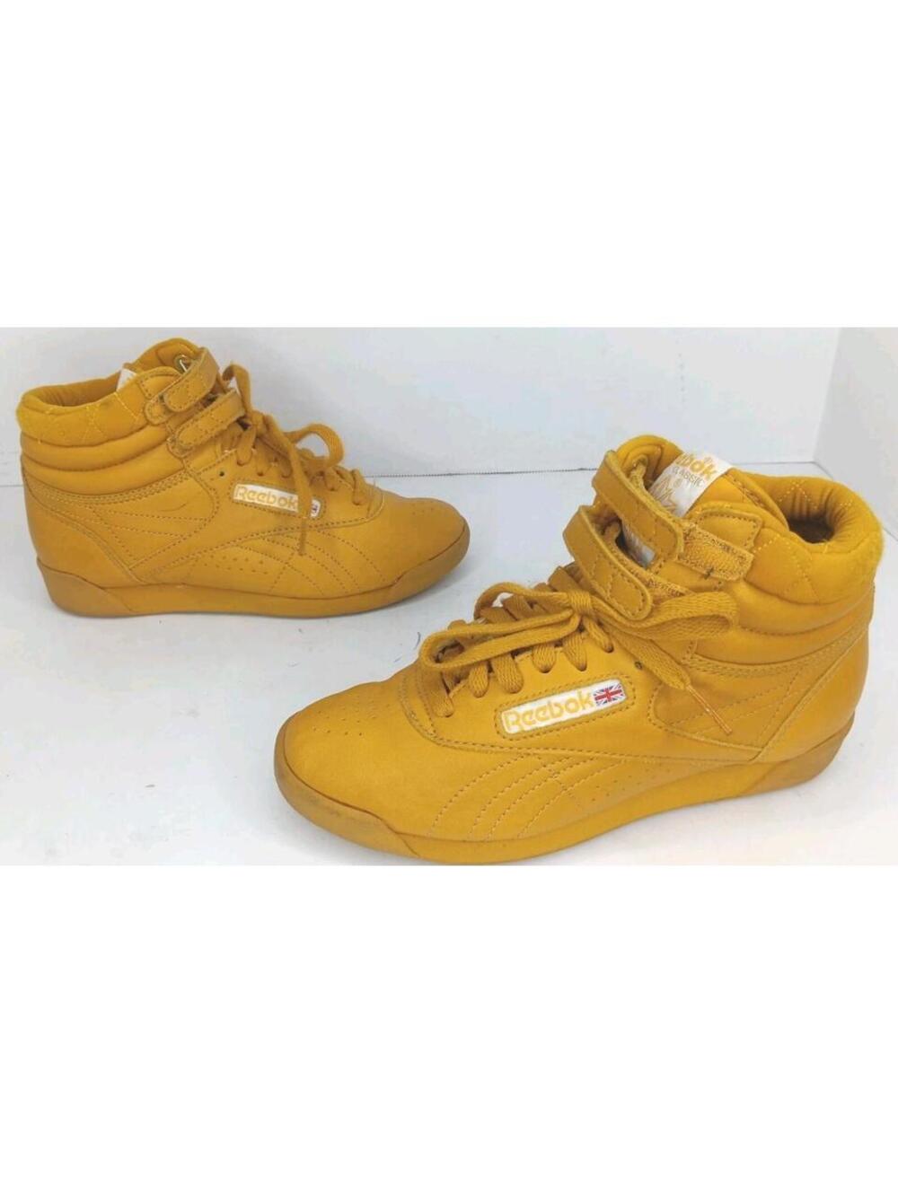 VTG Reebok Freestyle Hi Womens 5.5 Mustard High Top Classic Sneakers RA 511 TYI